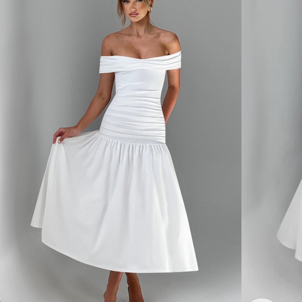 Elegant Off-Shoulder White Dress